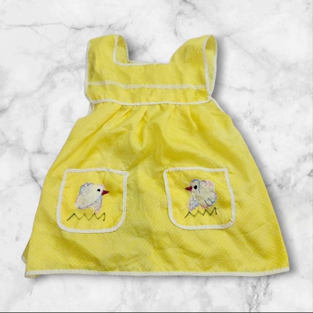 Yellow Baby Dress with Bird Embroidery